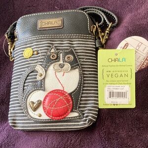 Chala Black and White Cat Crossbody Bag